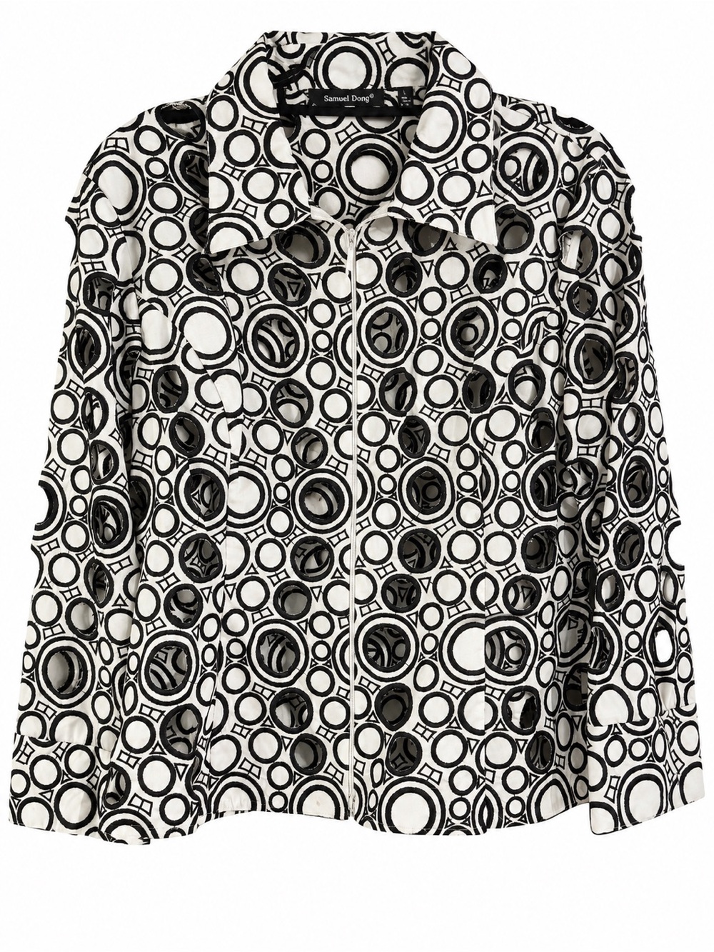 Samuel Dong Black & White Circle-Print Skirt